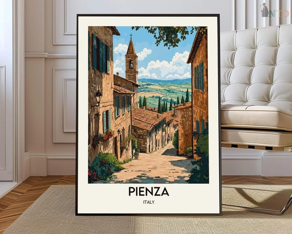 Pienza Italy Poster Wall Art Travel Print Tuscany Photo Countryside Map Gift