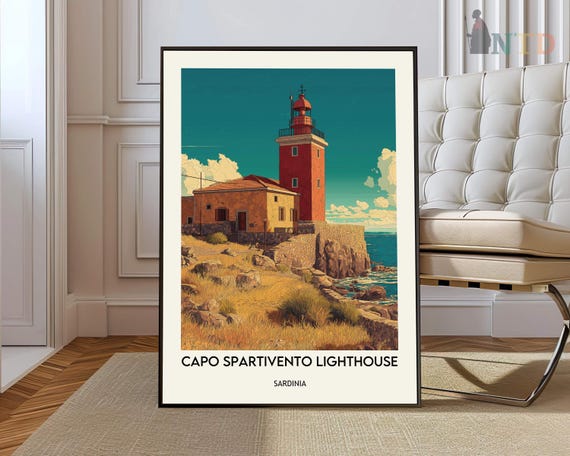 Capo Spartivento Lighthouse Poster Wall Art Print Sardinia