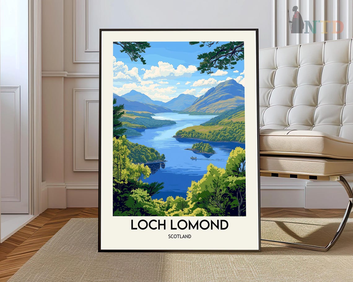 Loch Lomond Scotland Blue Lake Mountains Islands Travel Poster