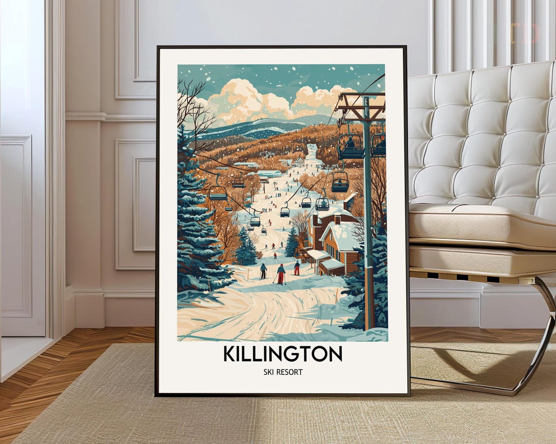 Killington Ski Resort Vintage Poster Gondola Slope Winter Scene