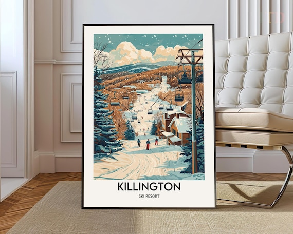 Killington Ski Resort Vintage Poster Gondola Slope Winter Scene