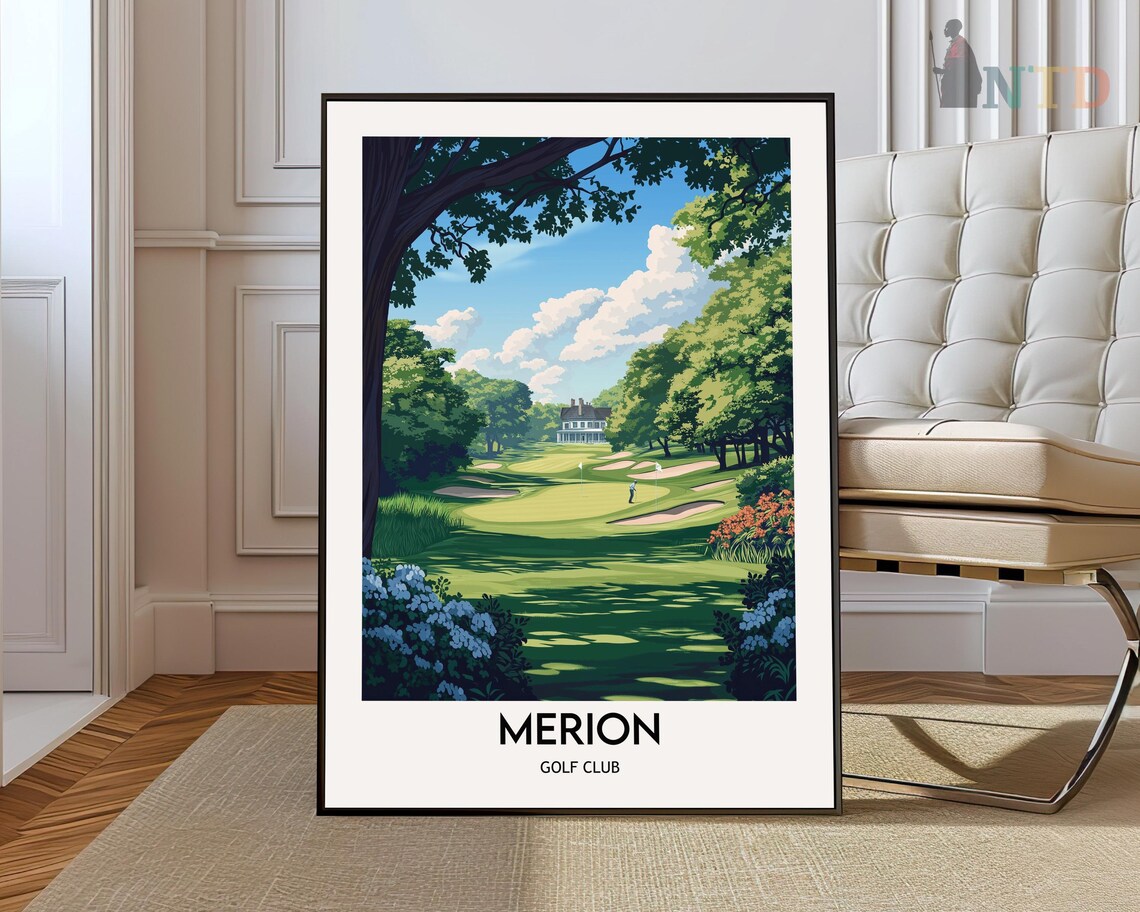 Merion Golf Club Tree Lined Fairway Historic Clubhouse View Poster