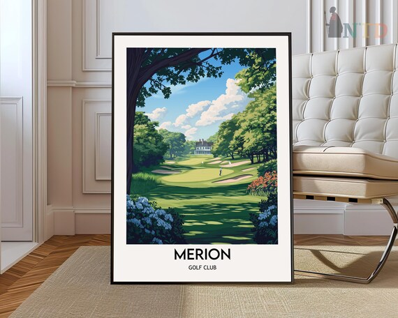 Merion Golf Club Tree Lined Fairway Historic Clubhouse View Poster