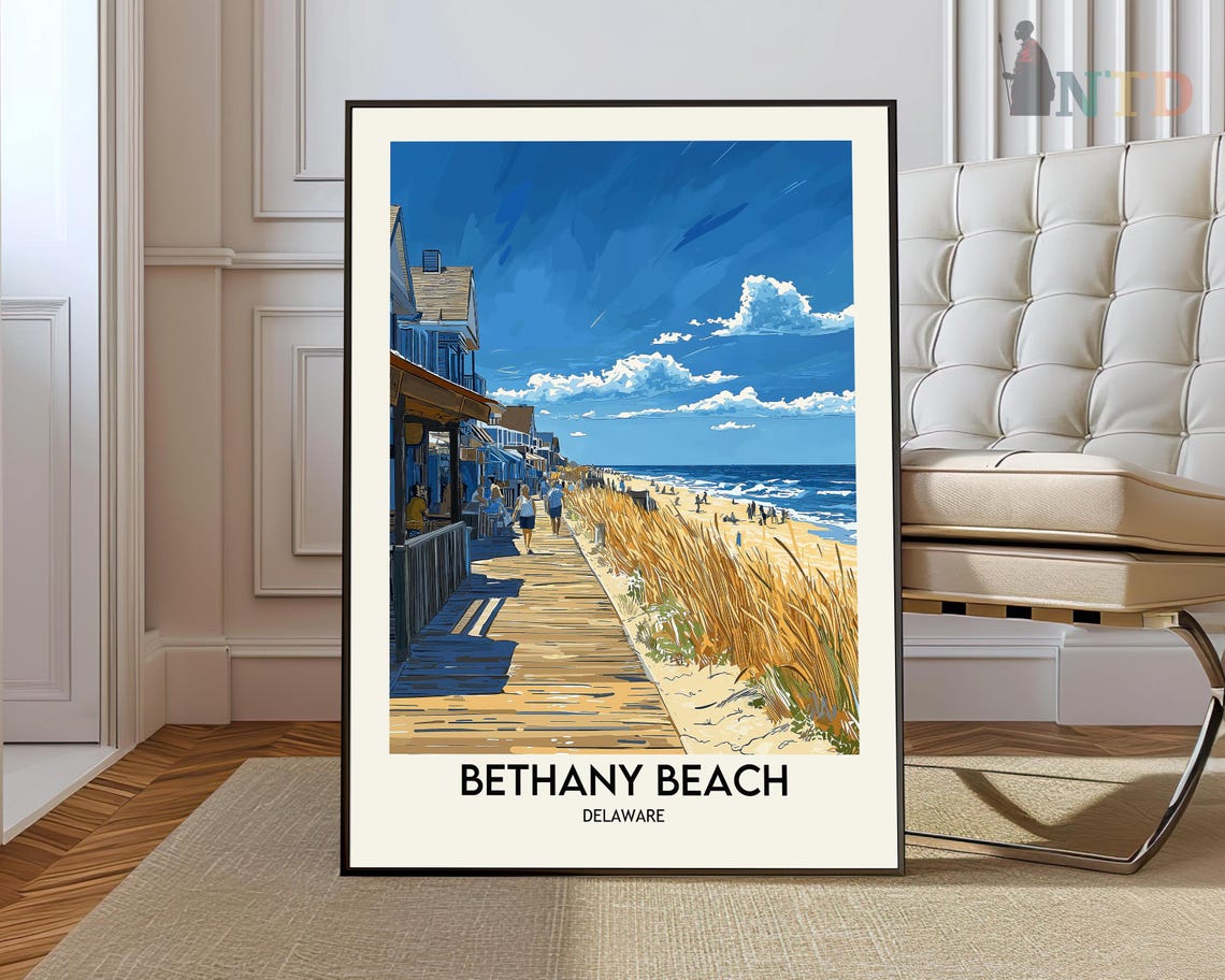 Bethany Beach Delaware Boardwalk Shops Evening Stroll Poster