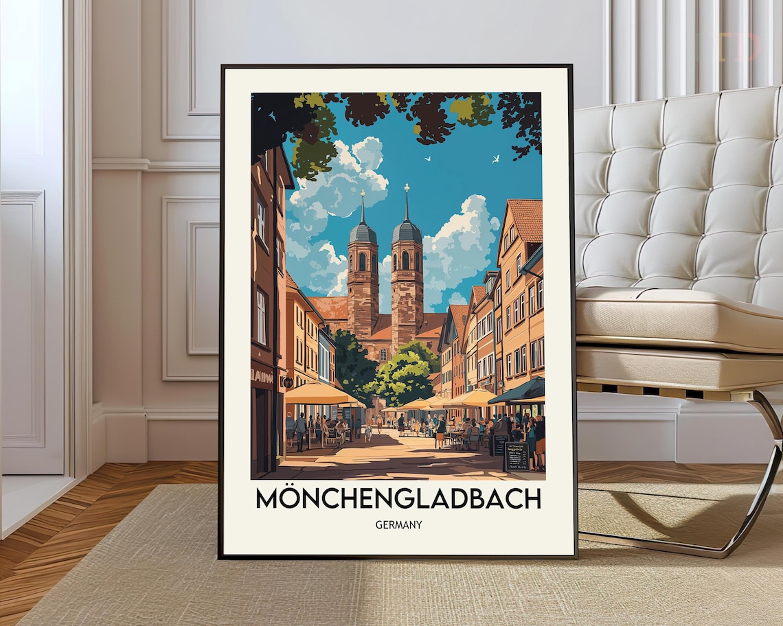 Monchengladbach Germany Twin Tower Church Street Travel Poster