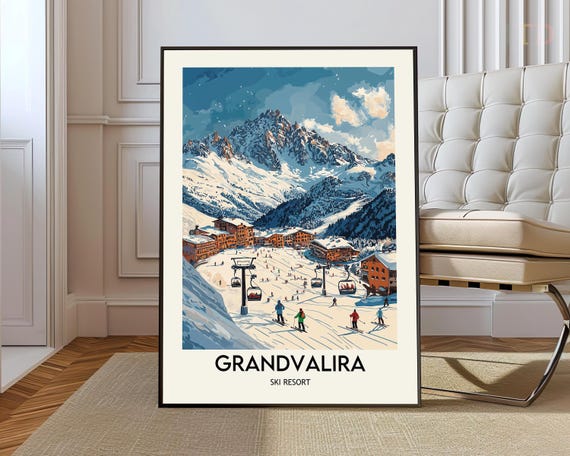 Grandvalira Ski Resort Poster Wall Art Print Andorra