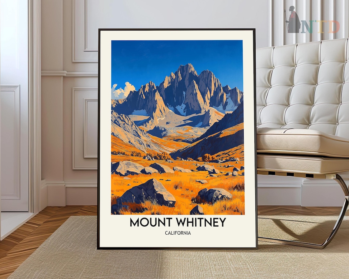Mount Whitney California Golden Meadow Alpine Sunset Travel Poster