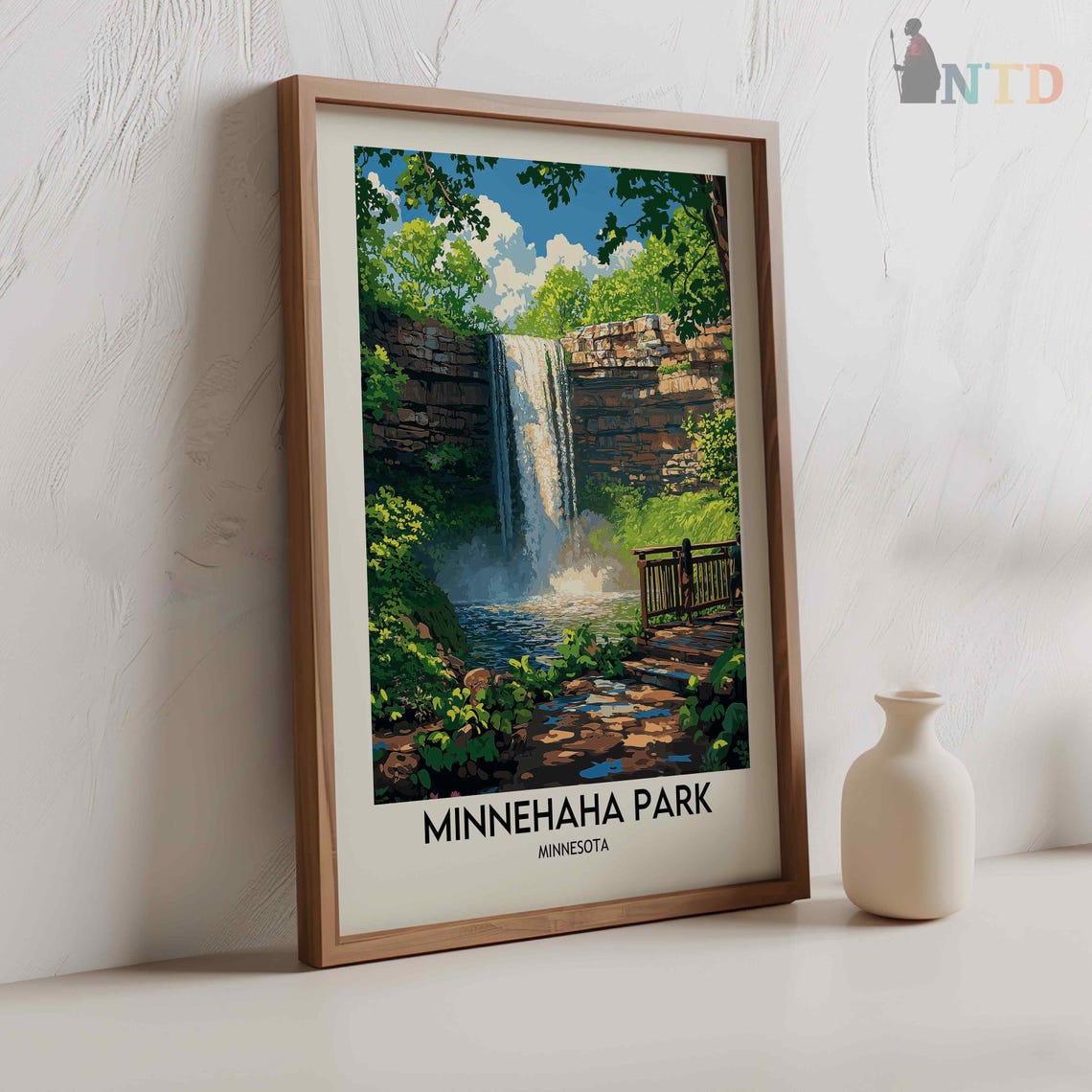 Minnehaha Park Minnesota Waterfall Viewing Deck Woodland Poster - Image 2