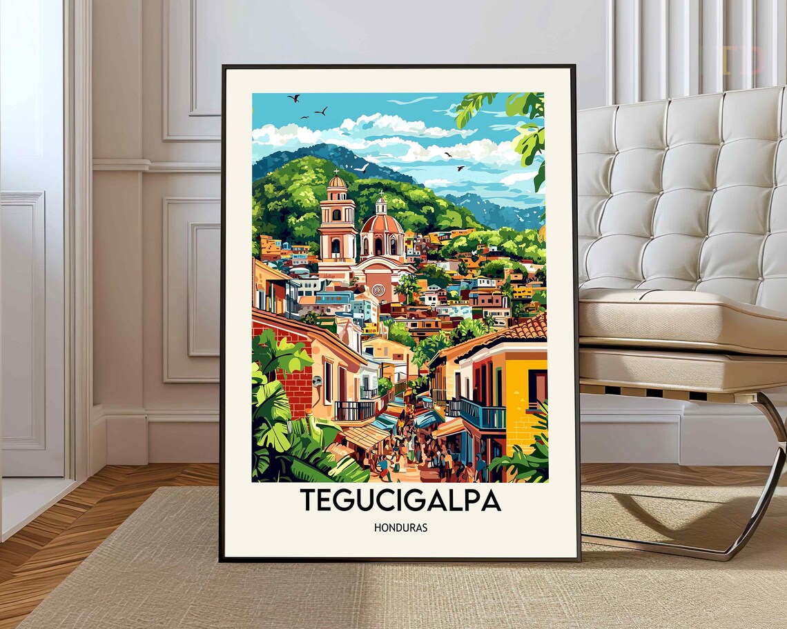 Tegucigalpa Honduras Hillside City Cathedral Market Street Poster