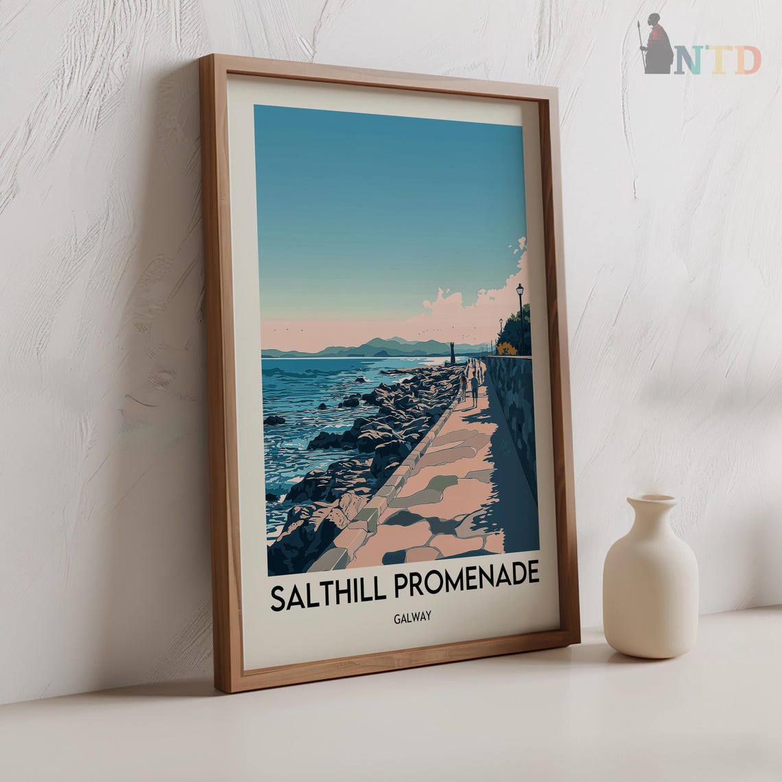 Salthill Promenade Galway Ireland Sunset Pink Sky Seafront Poster - Image 2