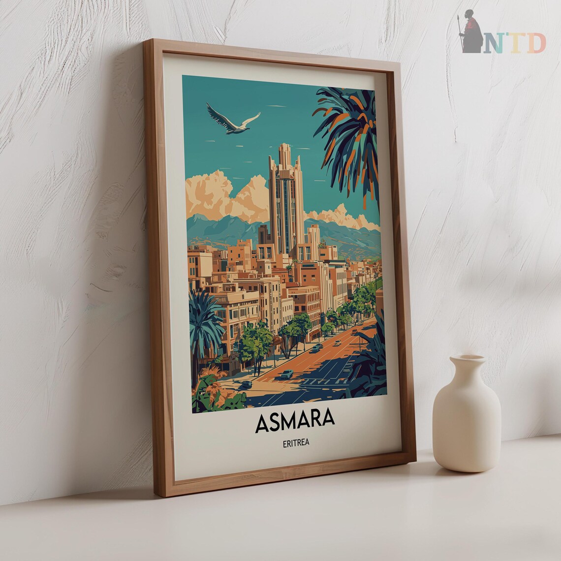 Asmara Eritrea Art Deco City Skyline Street Scene Travel Poster - Image 2
