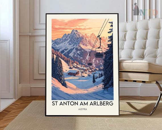 St Anton am Arlberg Austria Sunset Ski Resort Chairlift Poster