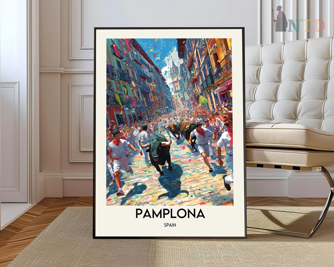 Pamplona Travel Poster, Navarre Spain Art Print