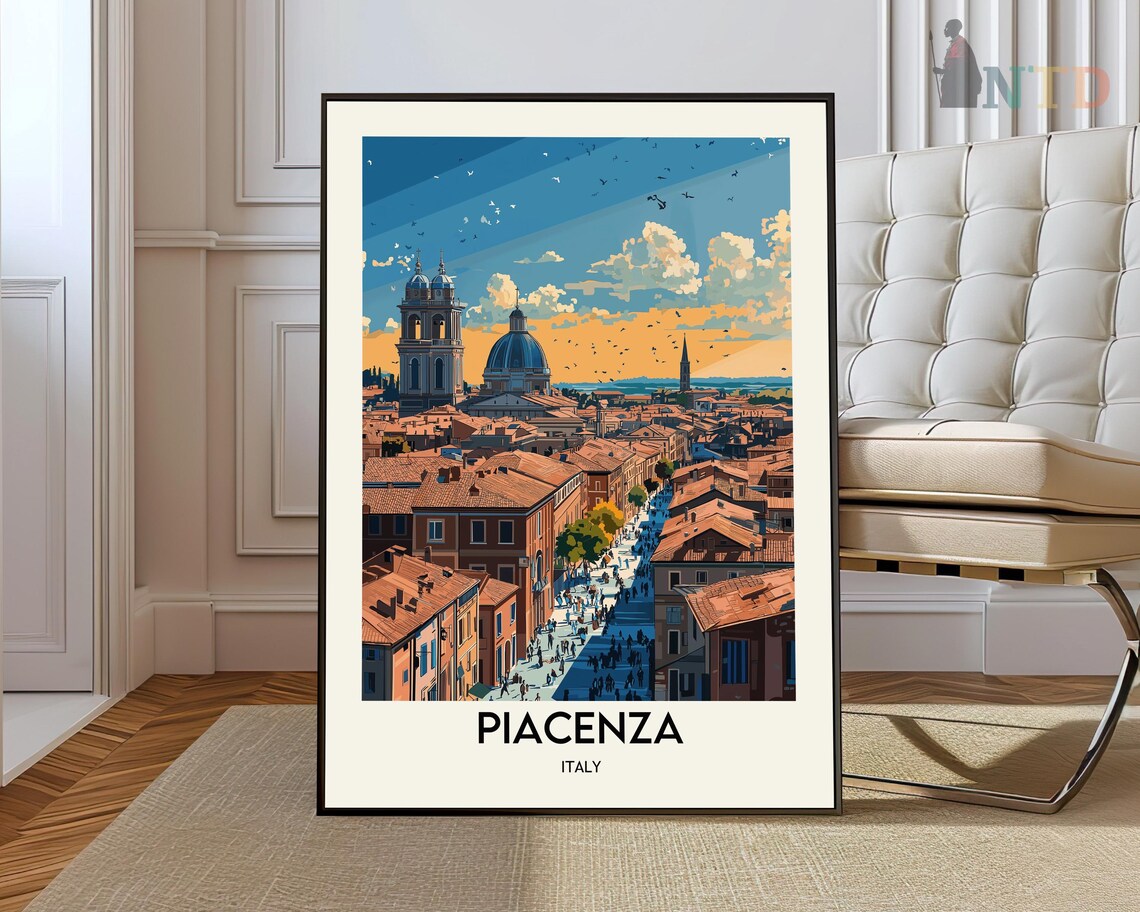 Piacenza Italy Sunset Rooftops Cathedral Dome Cityscape Poster