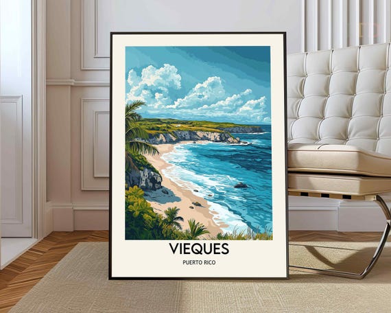 Vieques Poster Wall Art Print Photo Travel Puerto Rico