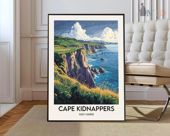 Cape Kidnappers Golf Course Poster Wall Art Print Hawkes Bay