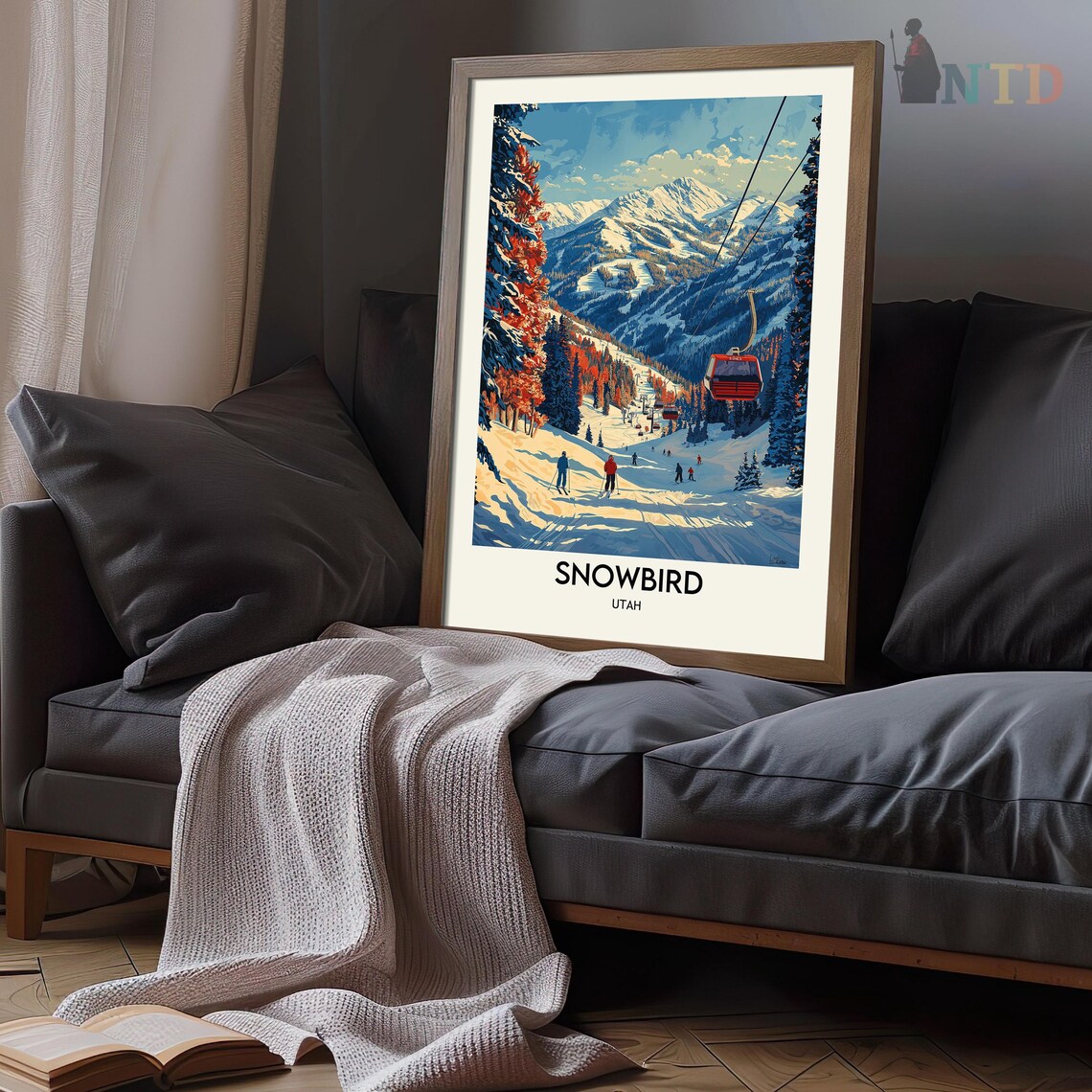 Snowbird Skiing Travel Poster, Utah Winter Sport - Image 2