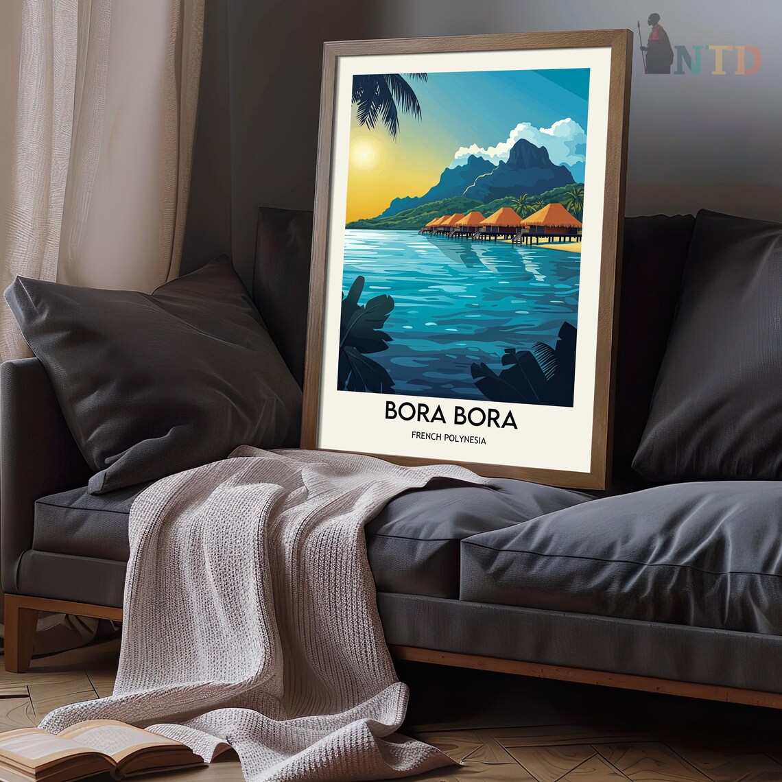 Bora Bora French Polynesia Overwater Bungalows Lagoon Poster - Image 3