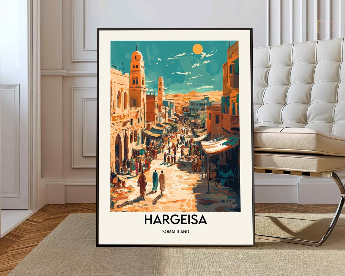 Hargeisa Somaliland Old Town Street With Mosques And Minarets Poster