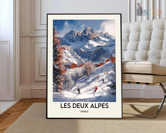 Les Deux Alpes Ski Resort Travel Print Wall Decor Art Hanging Home Dcor Gift Lovers France Lover