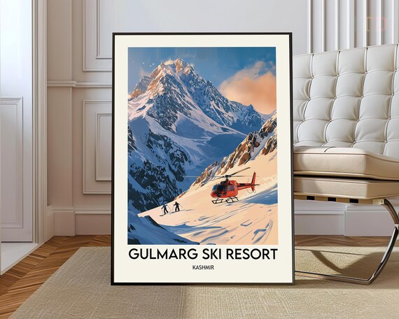 Gulmarg Ski Resort Kashmir Helicopter Landing Snow Slope Poster