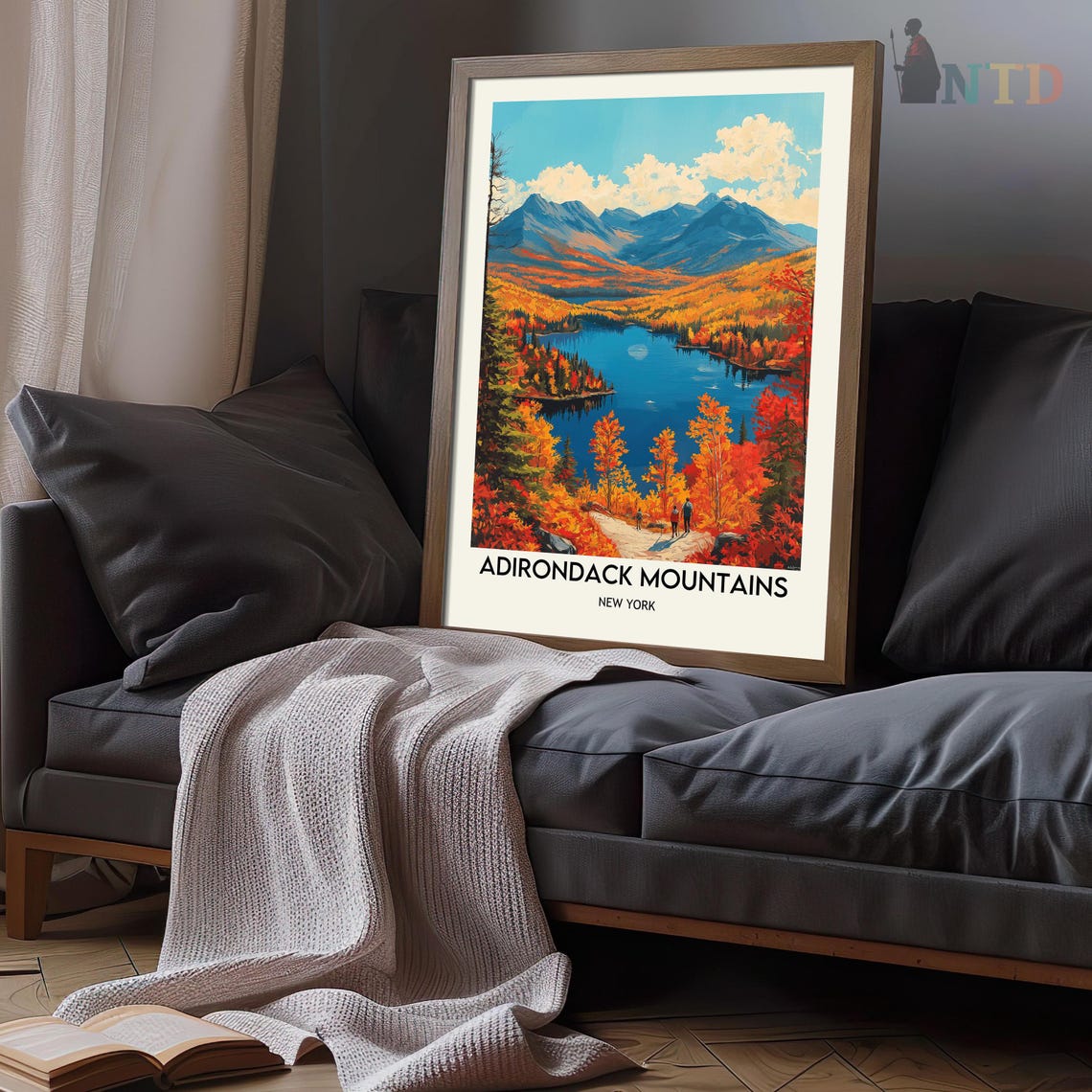 Adirondack Mountains New York Hiking Trail Overlook Lake Poster - Image 3