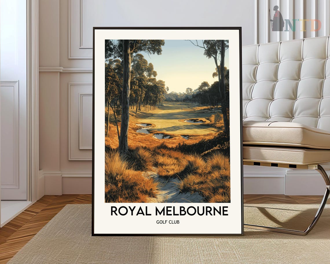 Royal Melbourne Golf Club Sunset Fairway Bunkers Travel Poster