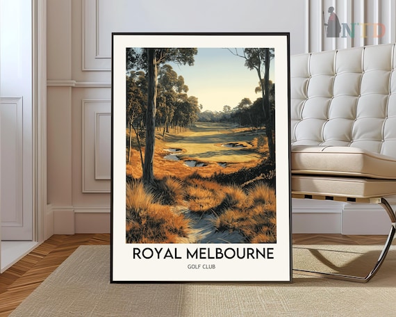 Royal Melbourne Golf Club Sunset Fairway Bunkers Travel Poster