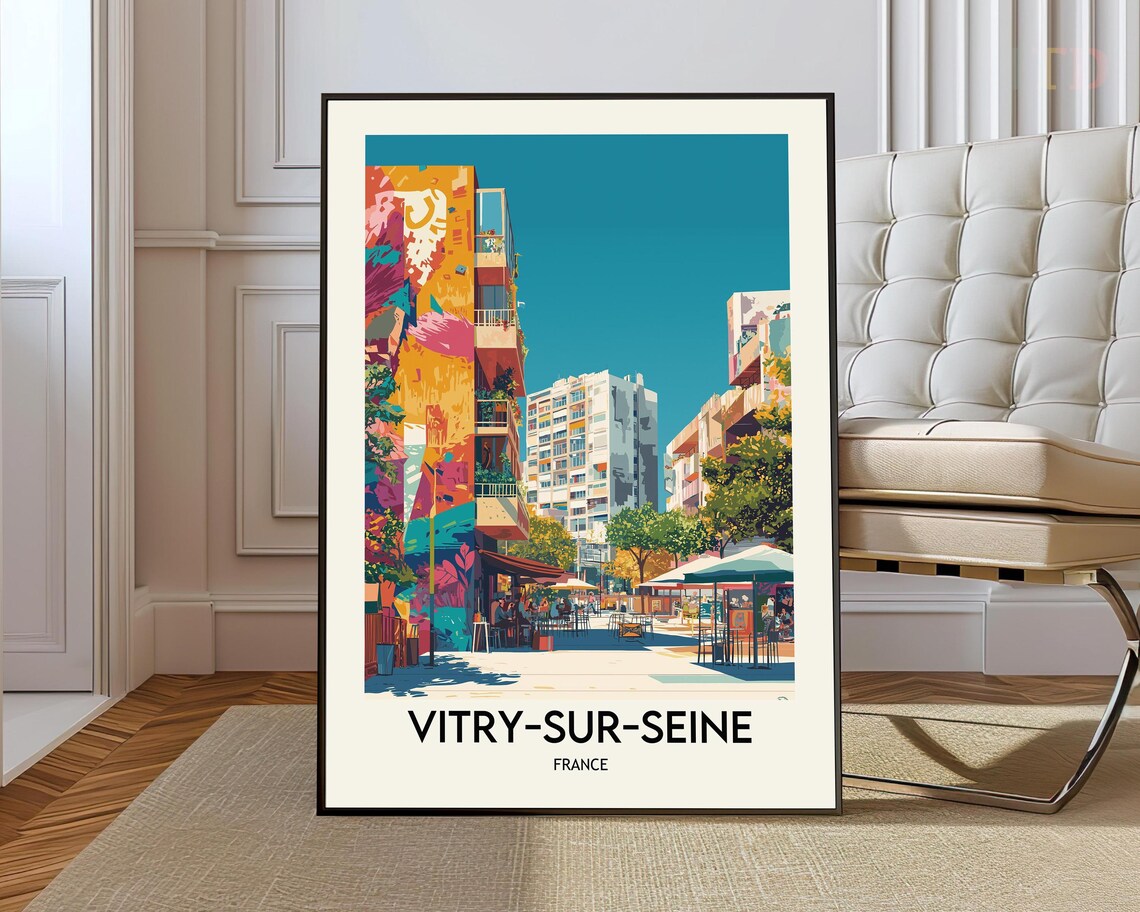 Vitry-sur-Seine France Street Scene Colorful City Travel Poster