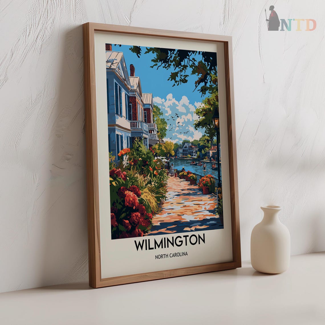 Wilmington North Carolina Riverwalk Bloom Vintage Travel Poster - Image 2