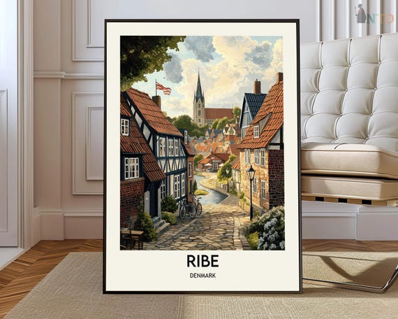 Ribe Poster Wall Art Print Photo Travel City Map Denmark