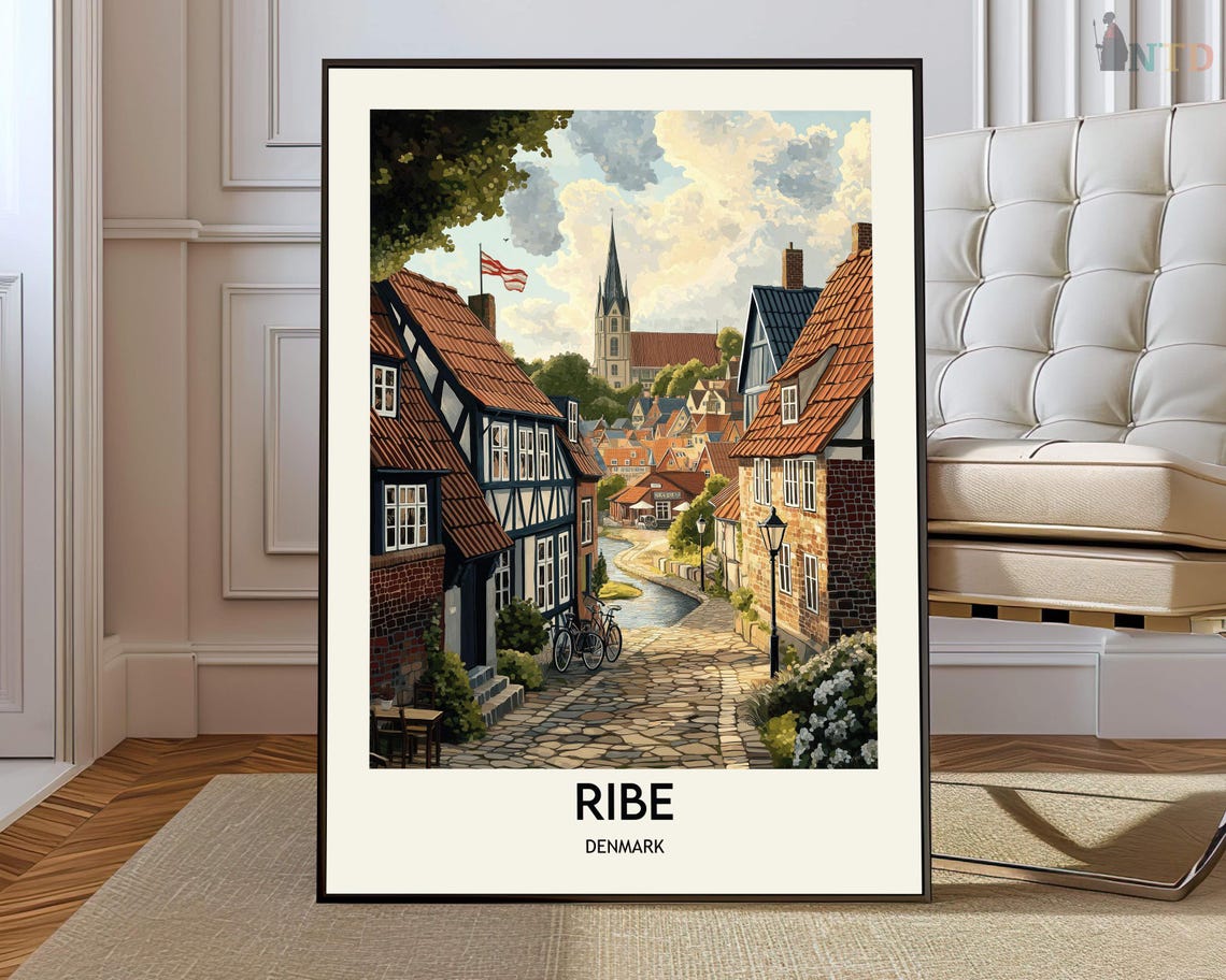 Ribe Poster Wall Art Print Photo Travel City Map Denmark