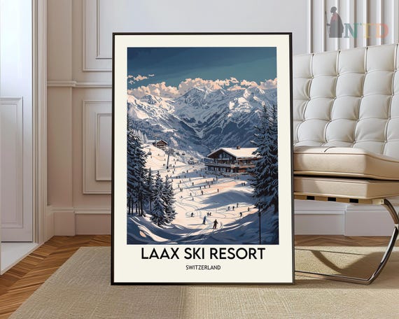 Laax Poster Wall Art Print Photo Travel Ski Resort Switzerland Graubnden
