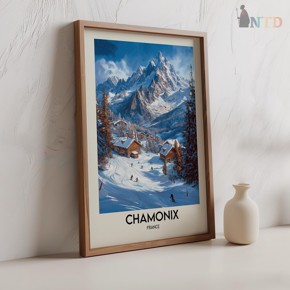 Chamonix France Twilight Ski Slopes Snow Peak Mountain Panorama Poster - Image 2