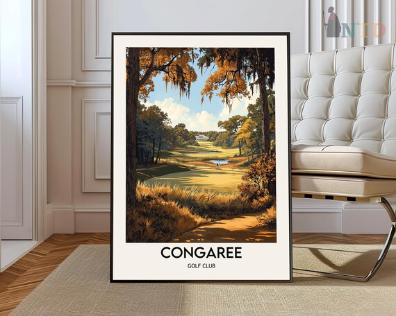Congaree Golf Club Autumn Golden Foliage Fairway Travel Poster