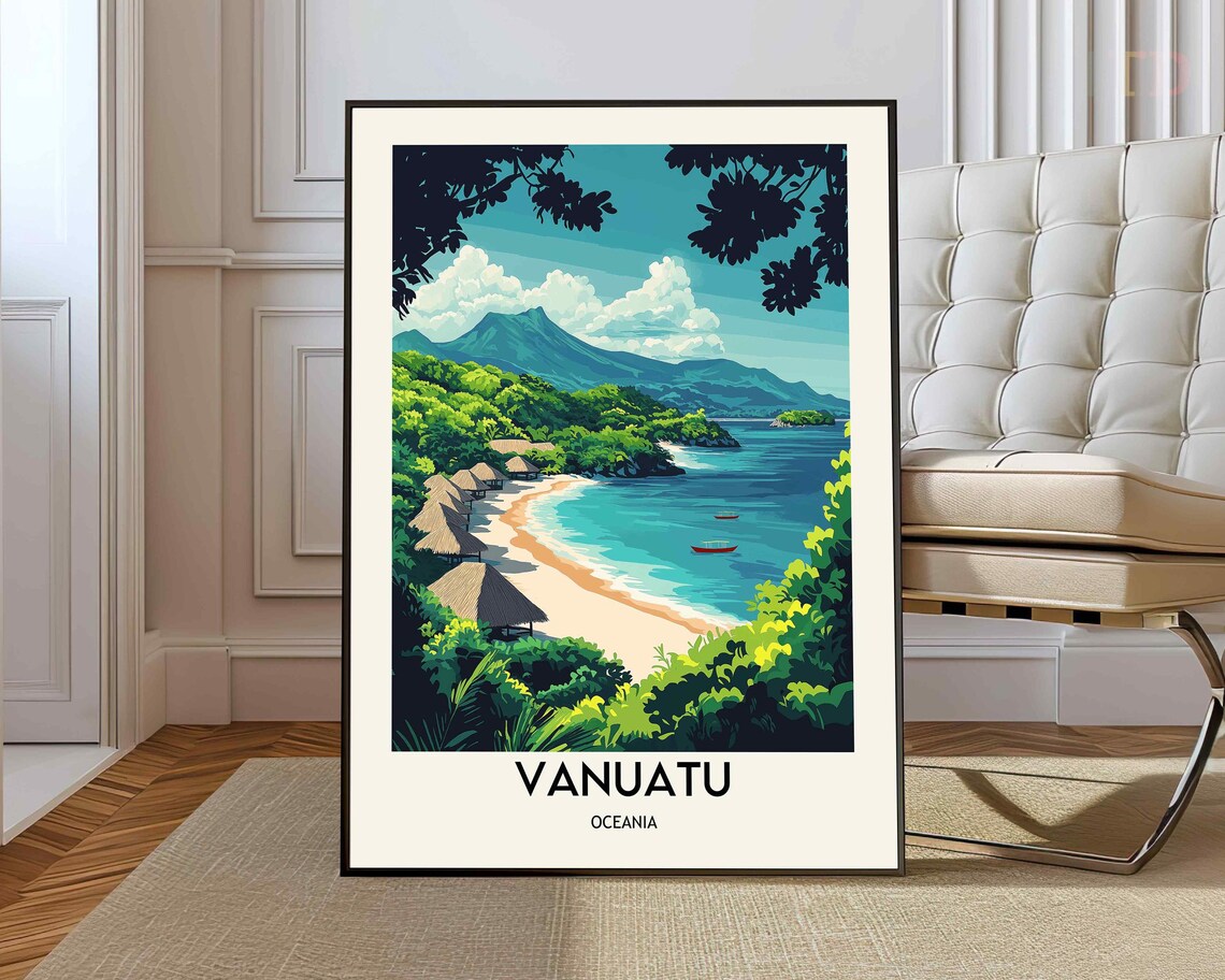 Vanuatu Vintage Travel Poster, South Pacific Art Print
