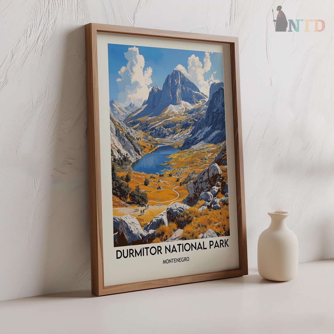 Durmitor National Park Mountain Lake with Hikers on the Trail Poster - Image 2