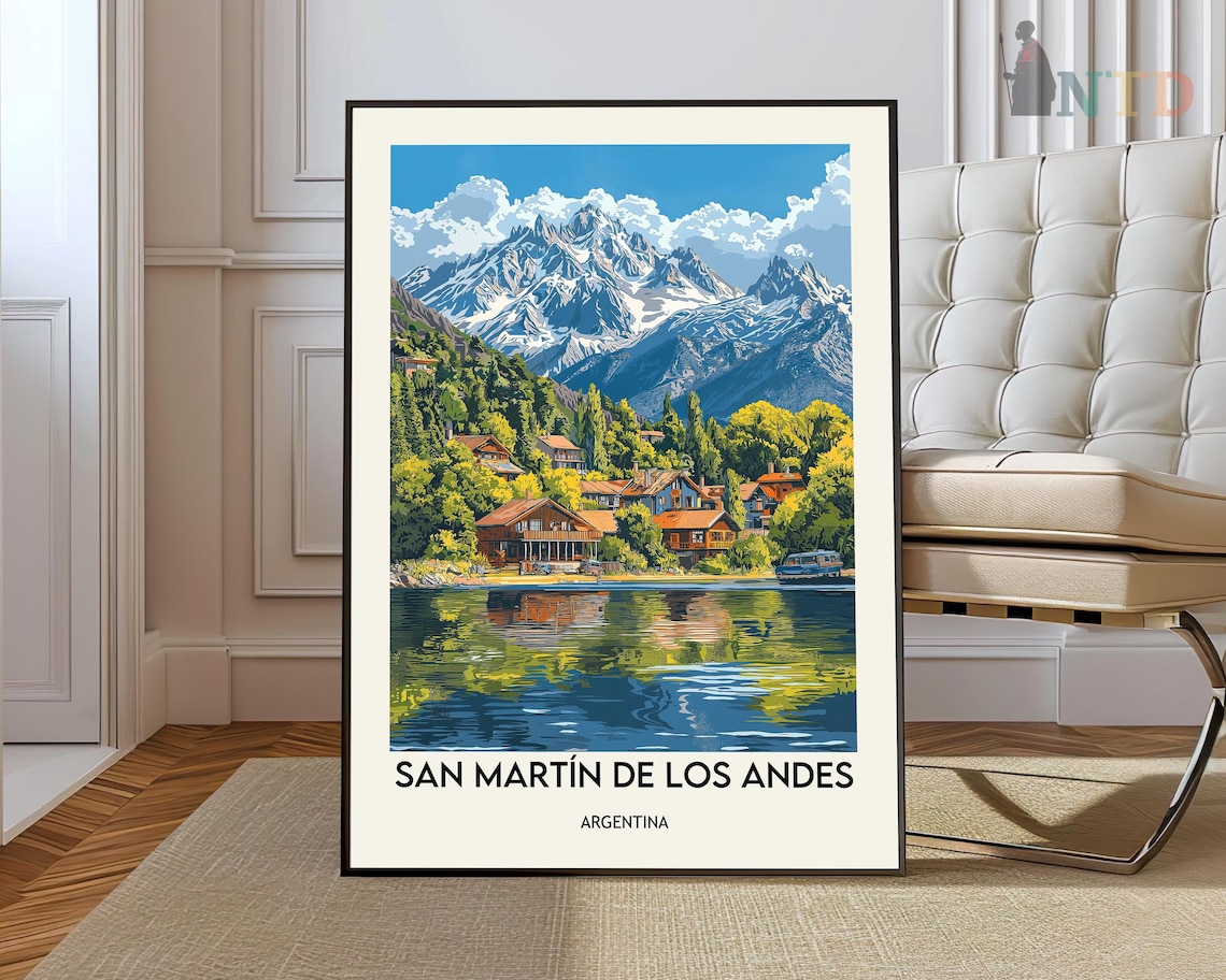 San Martin de los Andes Argentina Lake Mountain Town Travel Poster