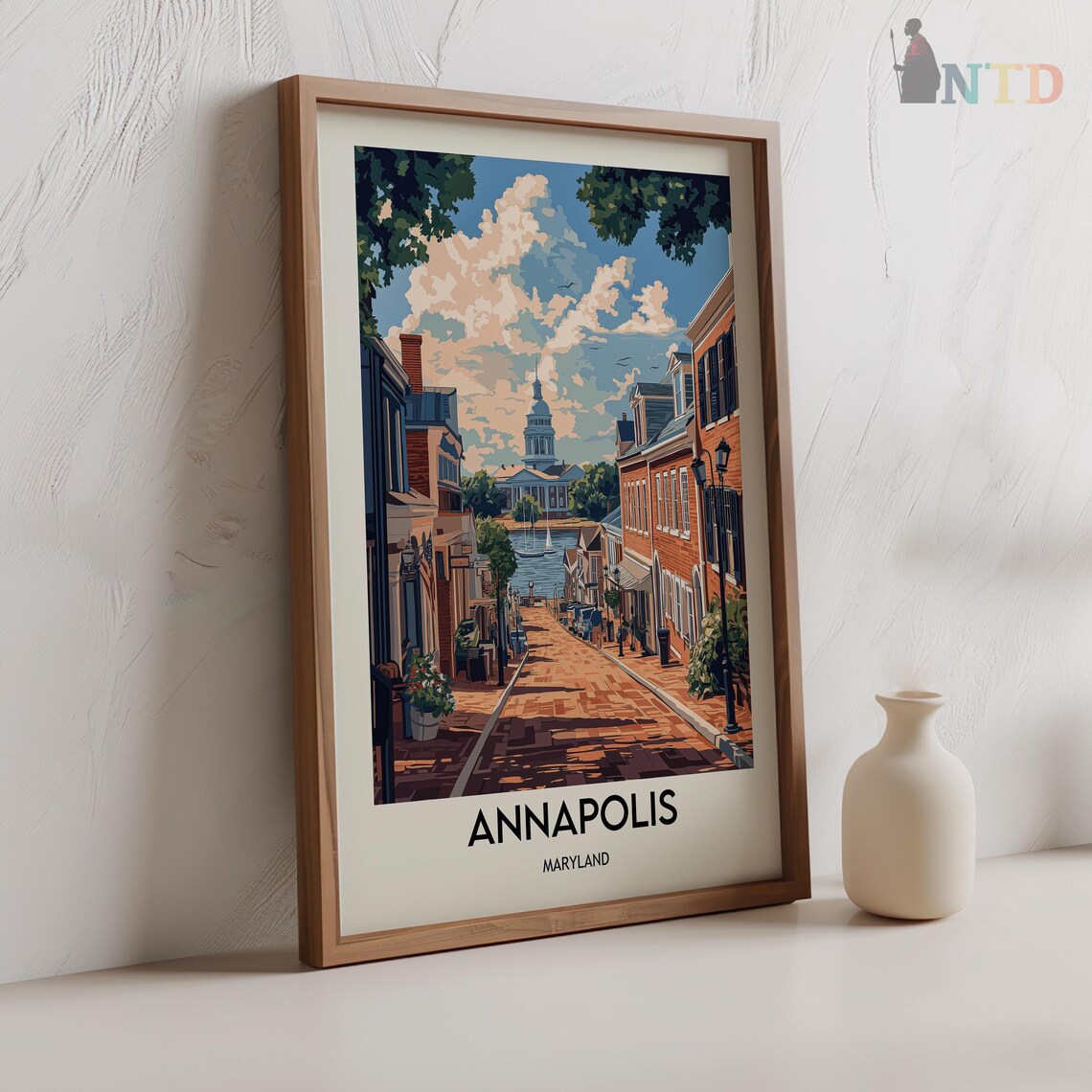 Annapolis Maryland Historic Brick Street Vintage Travel Poster - Image 2
