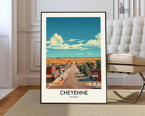 Cheyenne Wyoming Main Street Historic Downtown Travel Poster