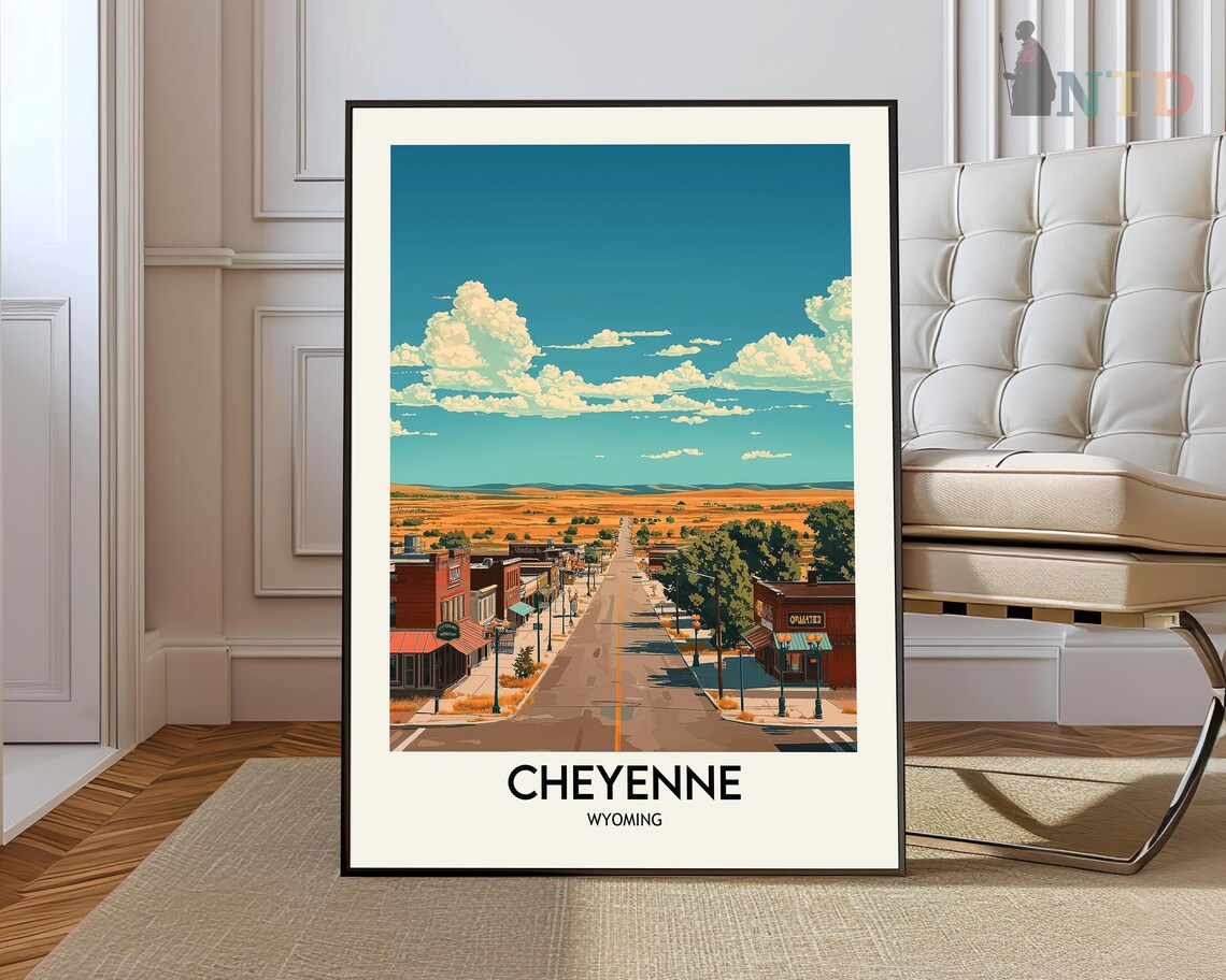 Cheyenne Wyoming Main Street Historic Downtown Travel Poster