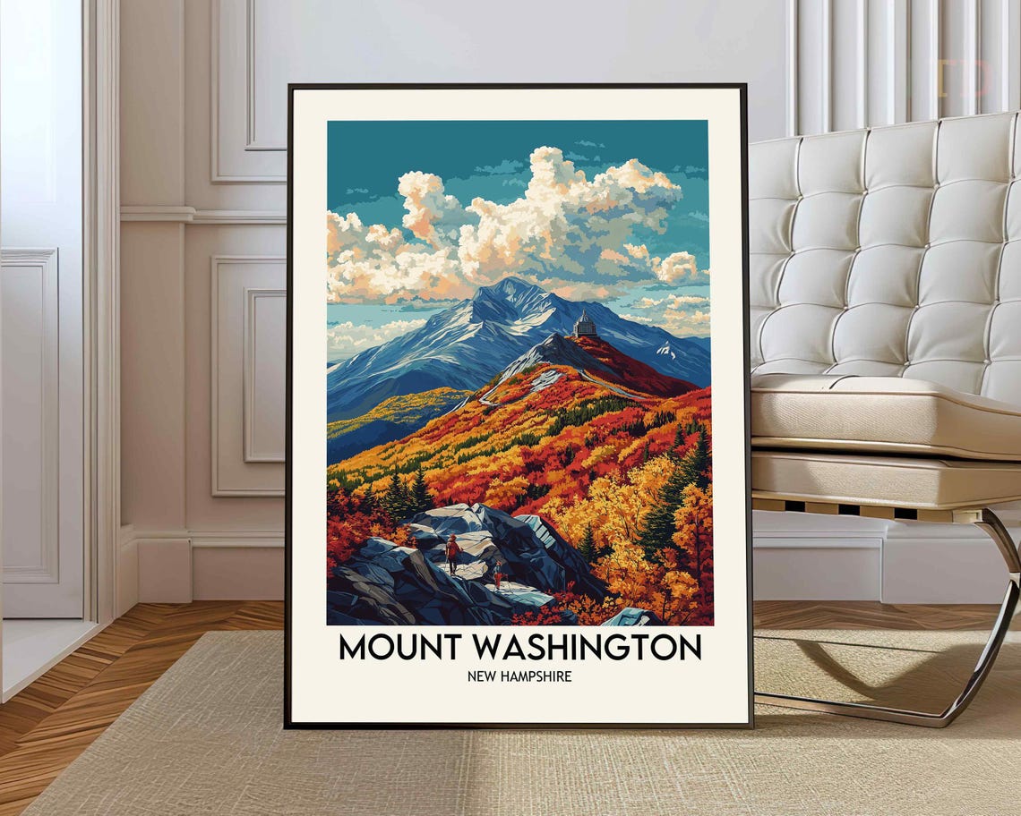 Mount Washington New Hampshire Autumn Foliage Hiker Trails Poster
