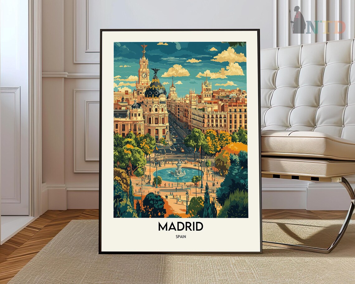 Madrid Travel Poster, Spain City Wall Art Print