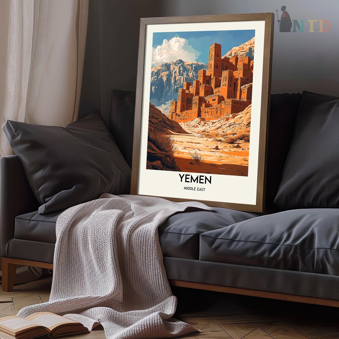 Yemen Middle East Ancient Desert Tower City Vintage Travel Poster - Image 3