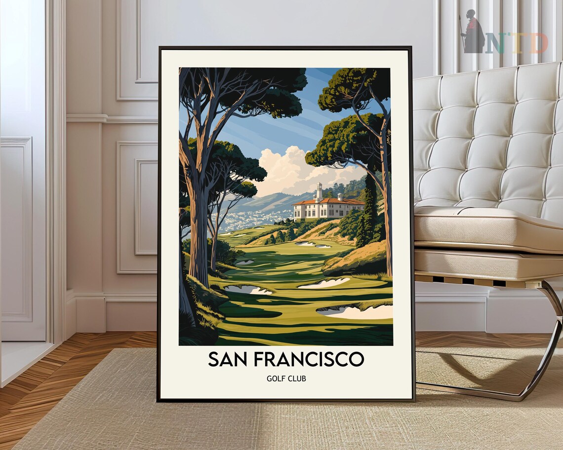 San Francisco Golf Club Hilltop Clubhouse View Vintage Golf Poster