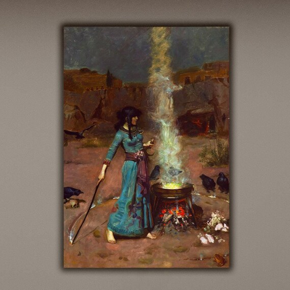 John William Waterhouse Witch Canvas Art Print Mystical Home Decor