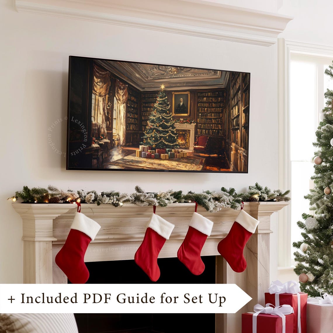 Victorian Christmas Tree Tv Art Christmas Frame Tv Art Vintage Living Room Tv Art Moody Christmas Holiday Decor Winter Tv Art Dark 928 - Image 8