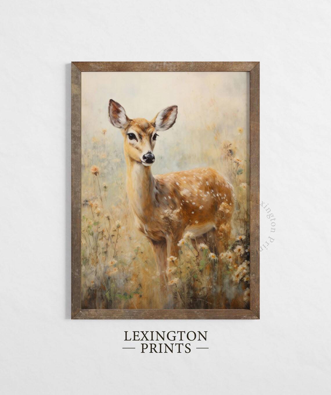 Spring Fawn Wildflower Field Vintage Deer Baby Painting Poster - Image 5