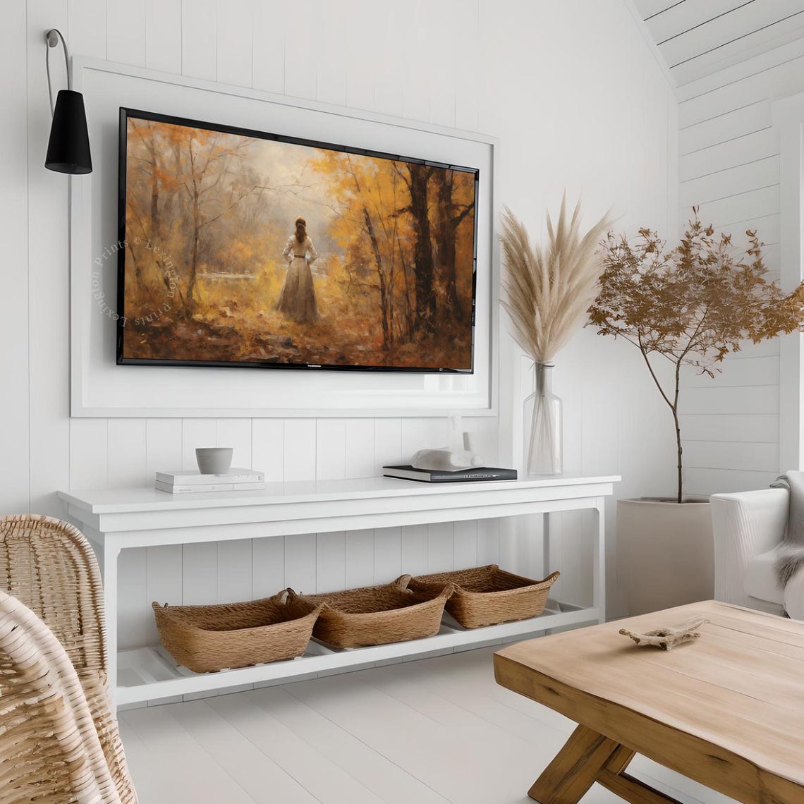 Woman In Forest Fall Frame Tv Art Fall Forest Wall Art Vintage Autumn Tv Art Frame Tv Art Woman Landscape Tv Art Moody Tv Art 266 - Image 4