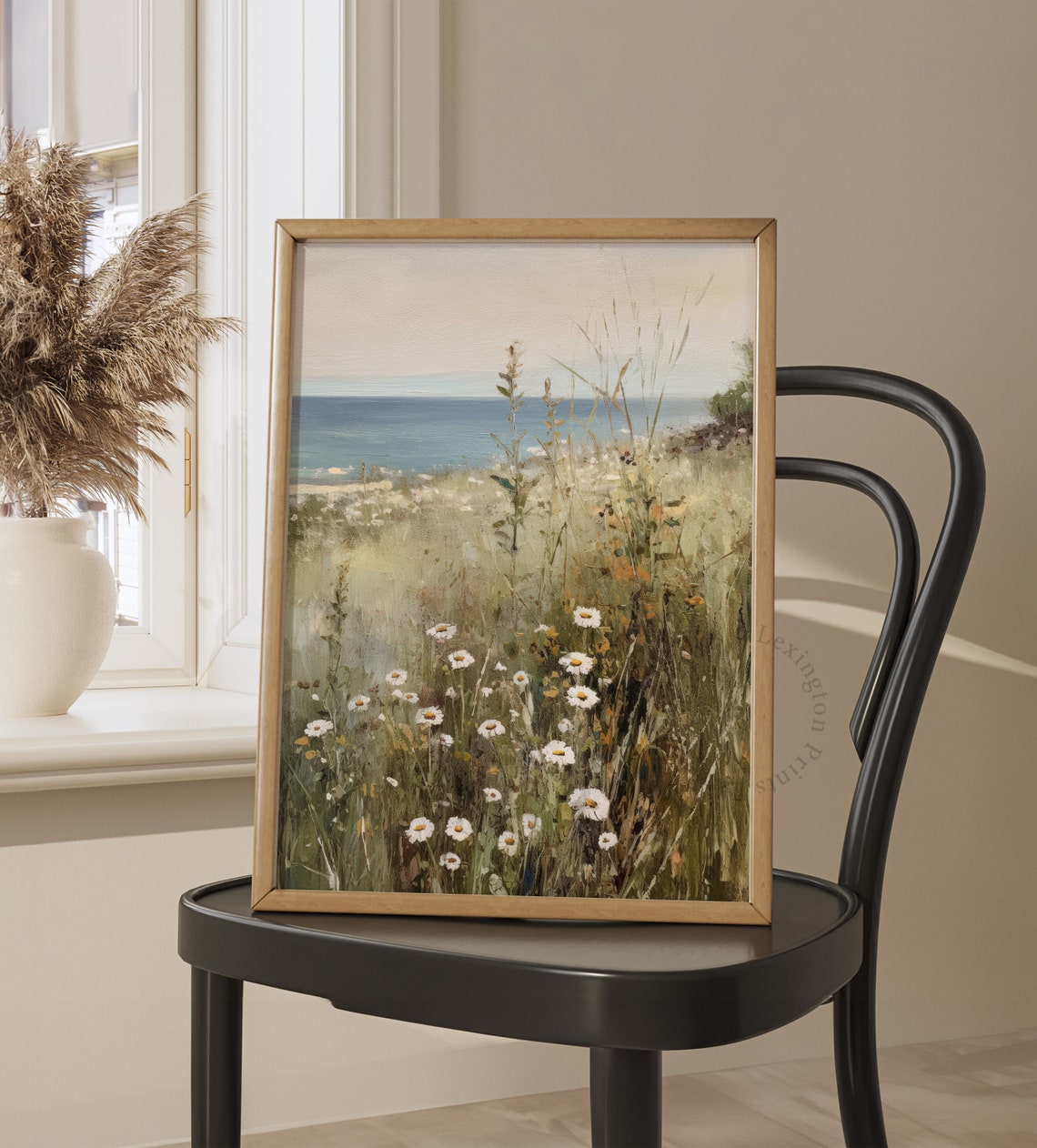 Coastal Daisy Meadow by the Sea Summer Breeze Wildflower Poster - Image 8